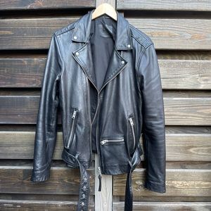 ALLSAINTS, Wick Leather Biker Jacket, Black, Large
